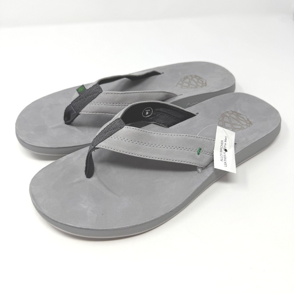 Stio Mens Bircher Leather Flip Flops Alloy Grey Sandals Size 9 200265-158-9